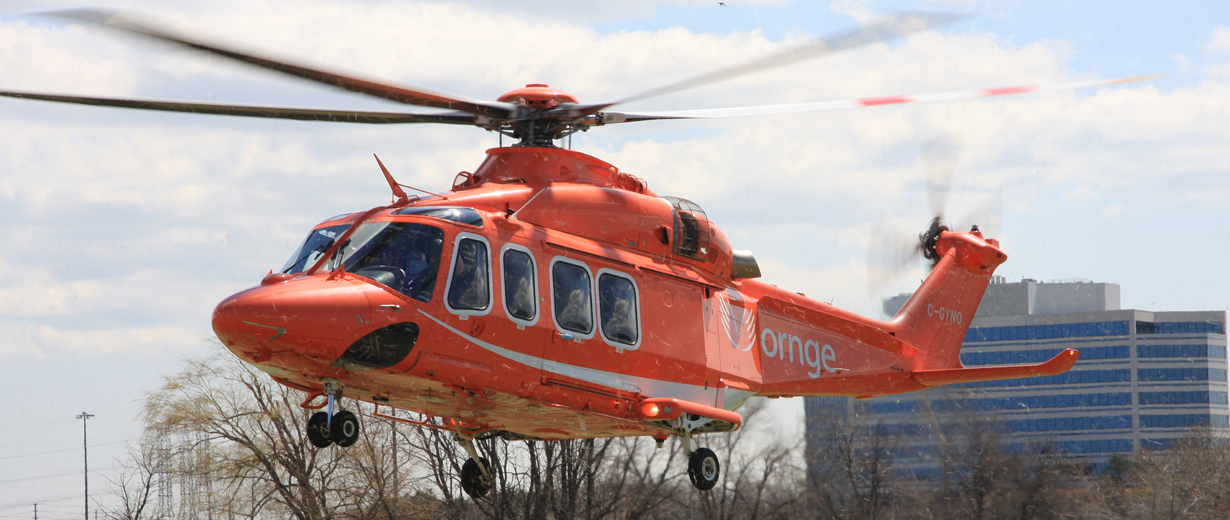 Ornge's AW139 aircraft landing at the Peel Police Airport Emergency Services Open House 