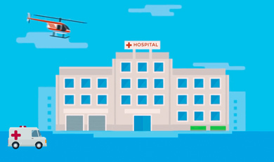 Hôpital et hélicoptère