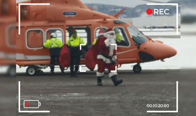 Santa and Ornge Helicopter