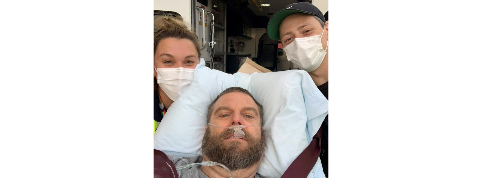 Barry with Ornge paramedics, Trisha and Jeff.