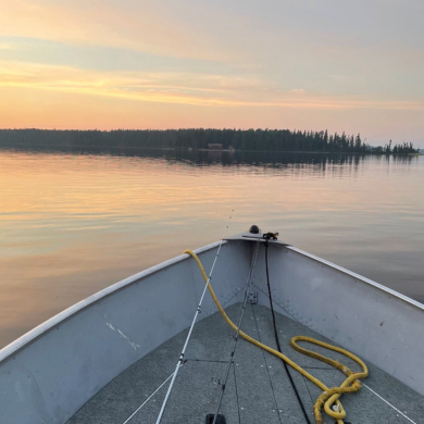 A fishing boat on the lake