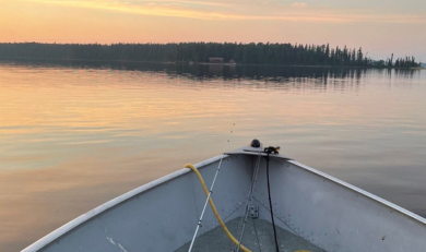 A fishing boat on the lake