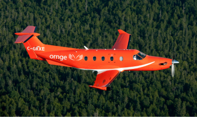 Ornge fixed wing aircraft airborne 