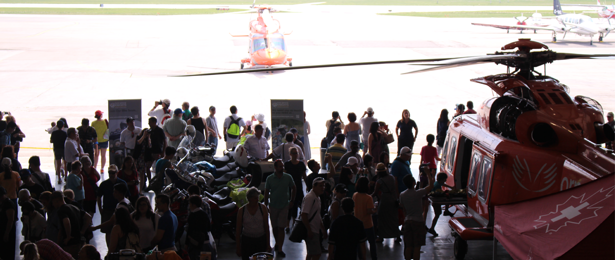 A photo overlooking Ornge's hangar at Doors Open Toronto 2016