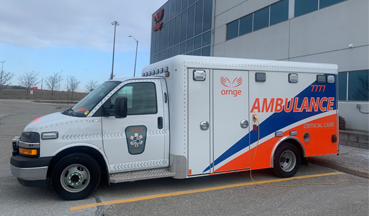 Crestline Ambulance in a parking lot