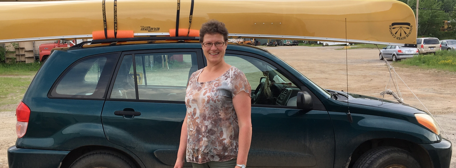 Jacqueline picking up her new Quetico 17 from Souris River Canoes in Atitkokan