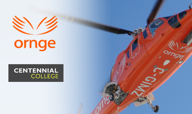 Logos Ornge et Centennial avec avion