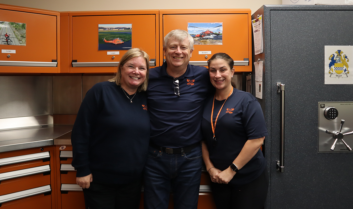 Jonathan Alexander, Catherine Dawes, and Amanda Flint at Ornge's new pharmacy and equipment warehouse