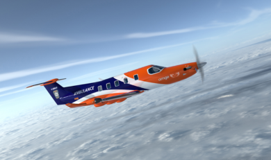 Rendering of a renewed Ornge fixed winged aircraft.