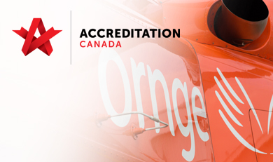 Accreditation Canada logo with Ornge Helicopter