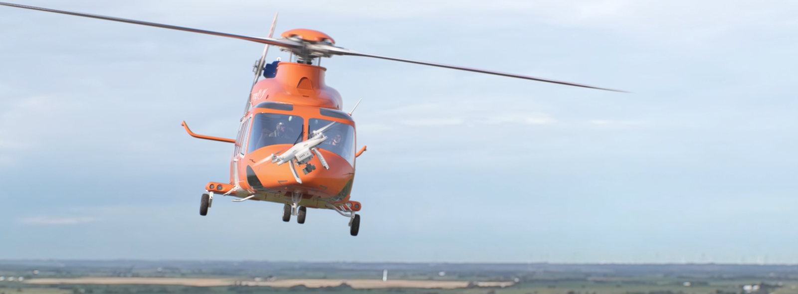 Drone flying in close proximity to an Ornge helicopter