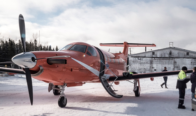 Plane on snowy tarmac