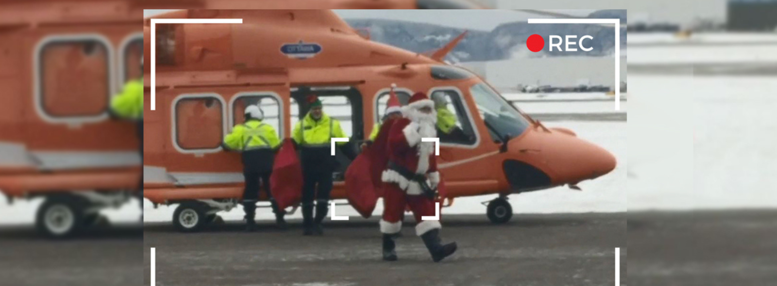 Santa and Ornge Helicopter